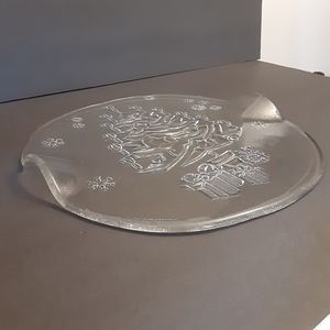 VINTAGE SLEZIONE IVV Mouthblown Christmas/Holiday Clear Glass tray/server 12.5"